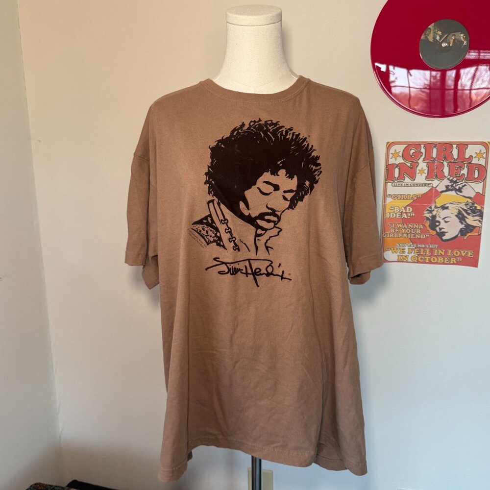 Vintage Brown Jimi Hendrix Graphic Short Sleeve Tee